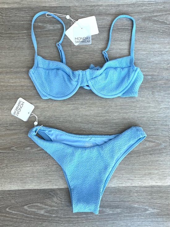 Monday Swimwear Other - Monday Swimwear Blue Ribbed Bikini set